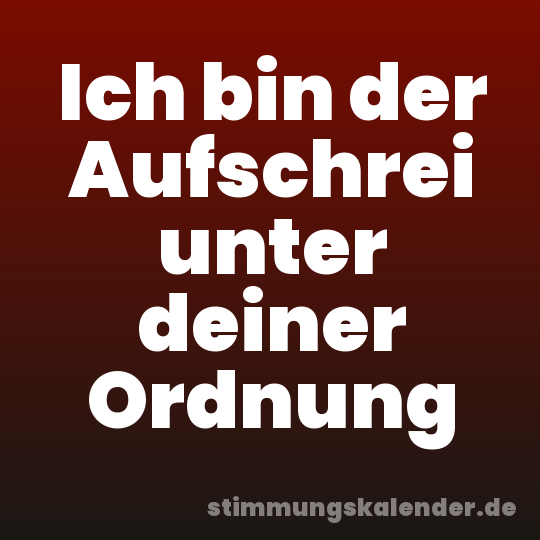 Ich bin der Aufschrei unter deiner Ordnung