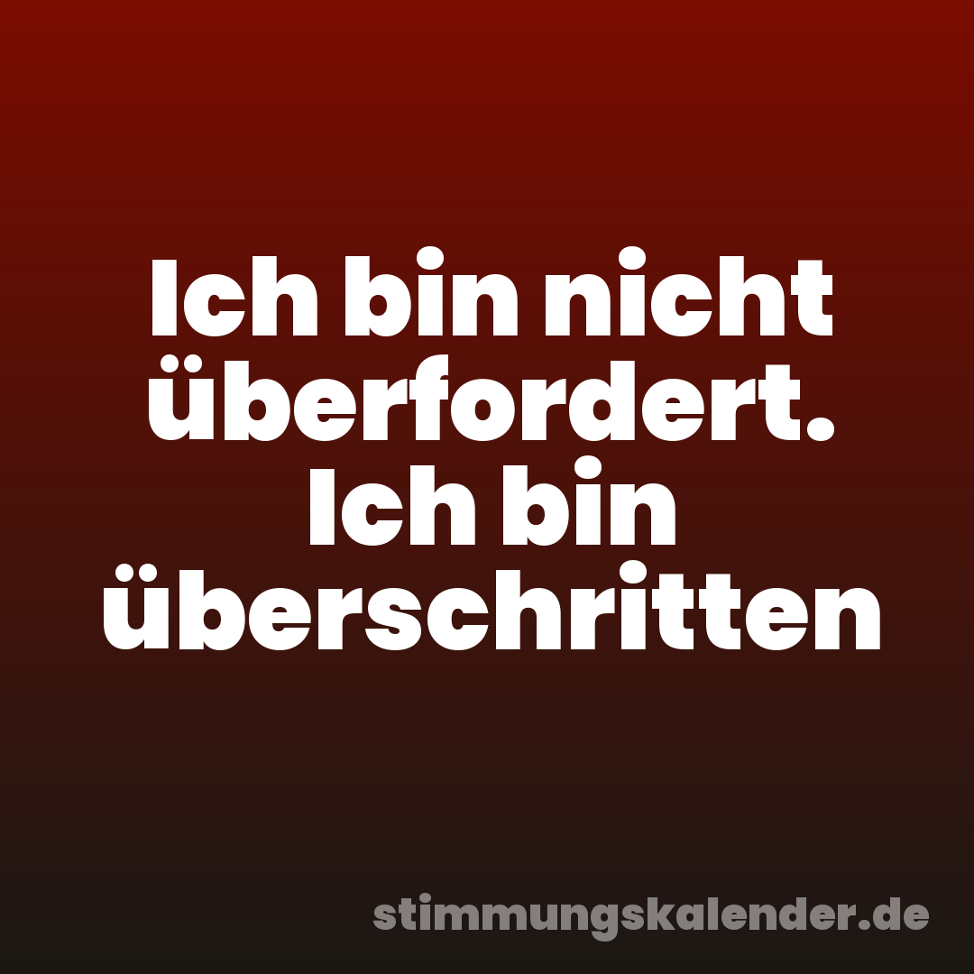 Ich bin nicht überfordert. Ich bin überschritten