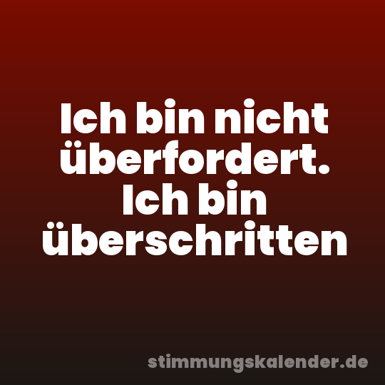 Ich bin nicht überfordert. Ich bin überschritten