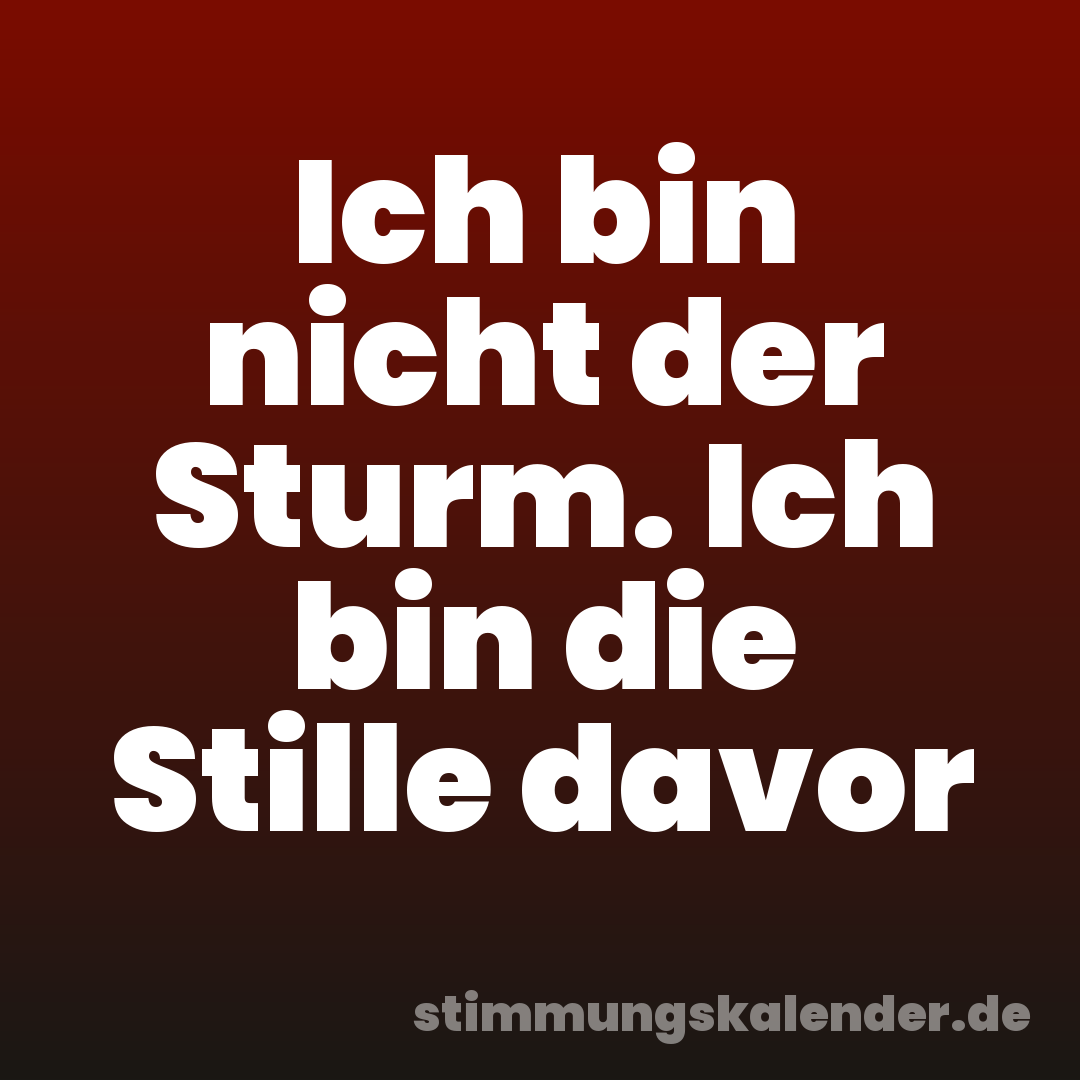 Ich bin nicht der Sturm. Ich bin die Stille davor