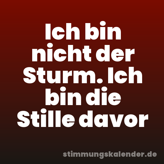 Ich bin nicht der Sturm. Ich bin die Stille davor