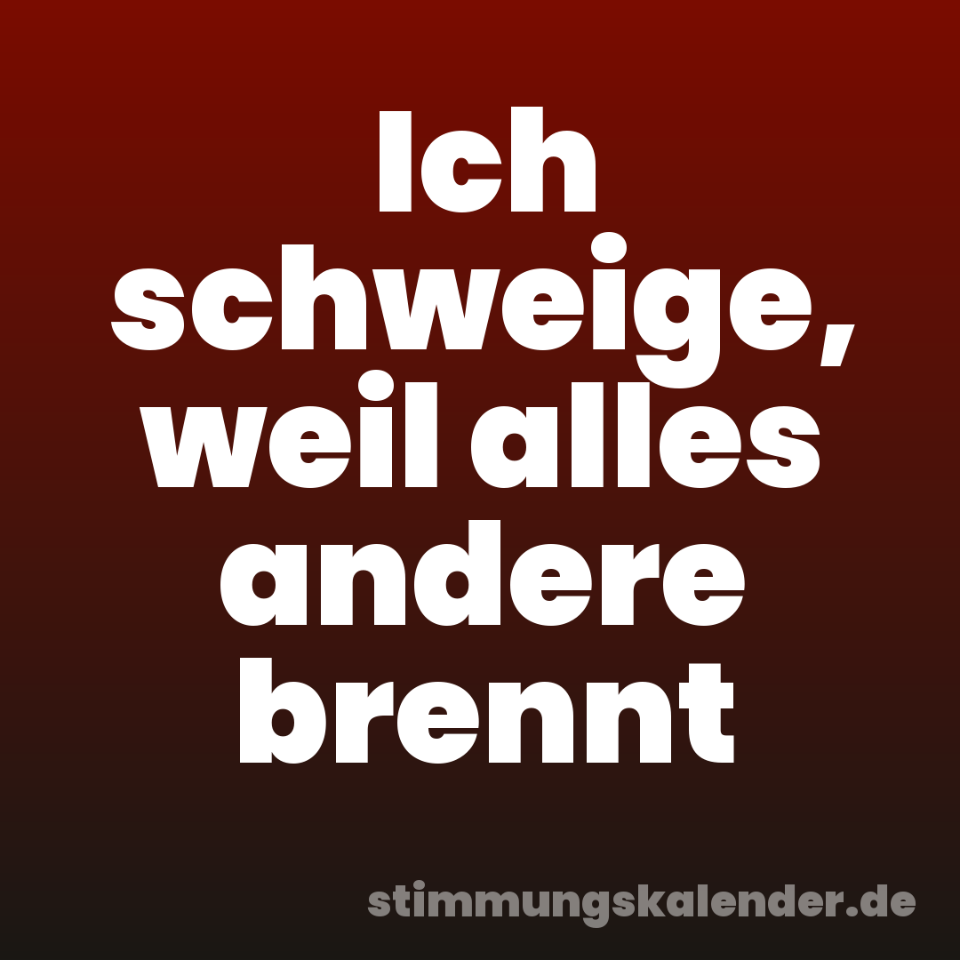 Ich schweige, weil alles andere brennt