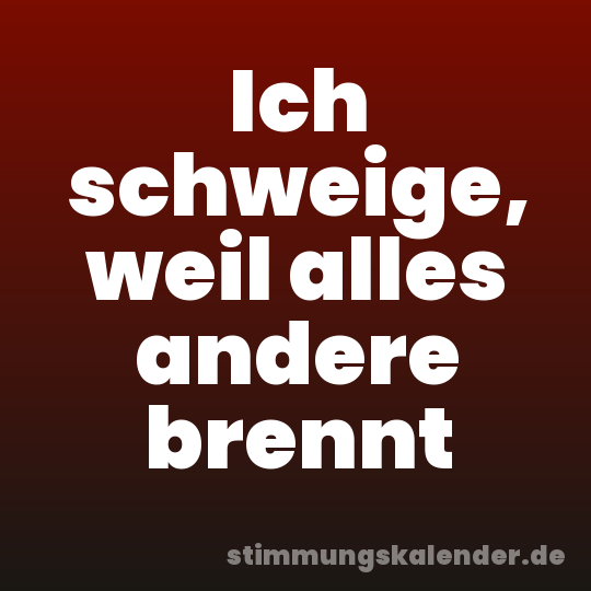 Ich schweige, weil alles andere brennt