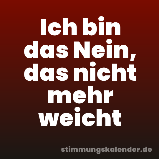 Ich bin das Nein, das nicht mehr weicht
