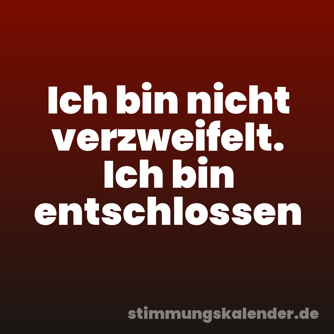 Ich bin nicht verzweifelt. Ich bin entschlossen