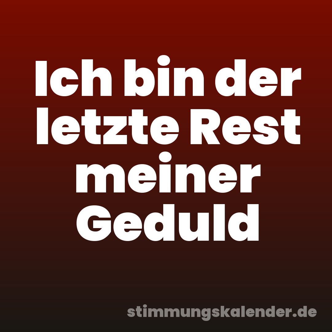 Ich bin der letzte Rest meiner Geduld