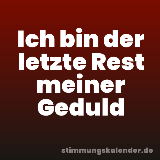 Ich bin der letzte Rest meiner Geduld
