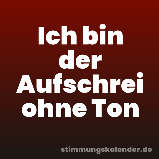 Ich bin der Aufschrei ohne Ton
