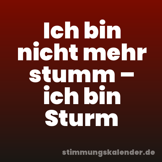 Ich bin nicht mehr stumm – ich bin Sturm