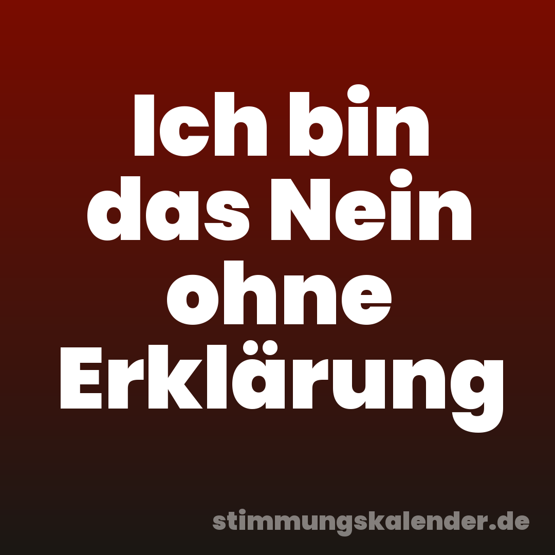 Ich bin das Nein ohne Erklärung
