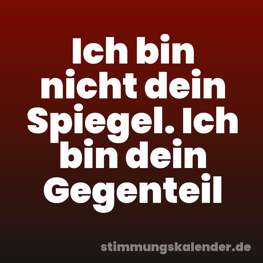 Ich bin nicht dein Spiegel. Ich bin dein Gegenteil