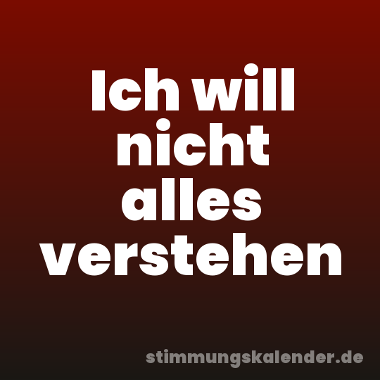 Ich will nicht alles verstehen