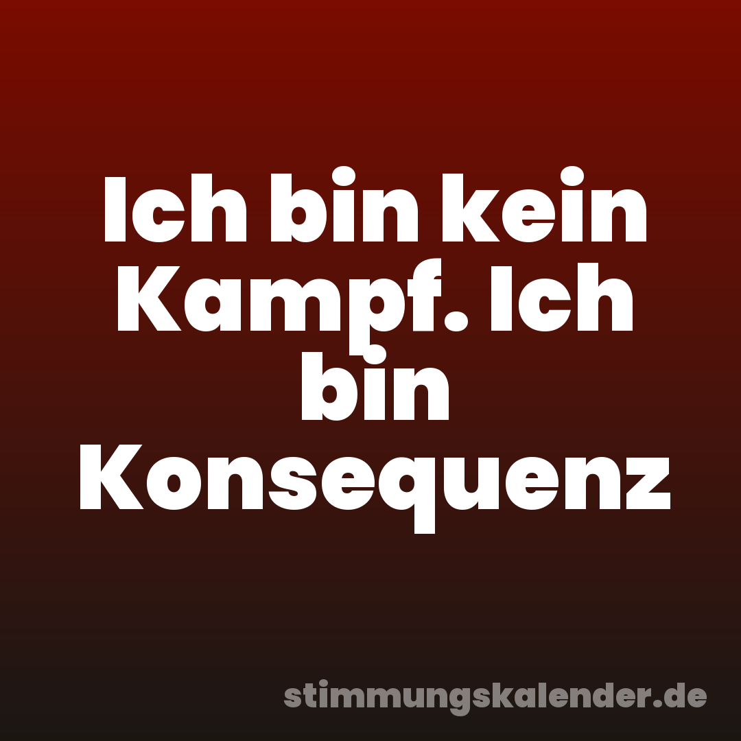 Ich bin kein Kampf. Ich bin Konsequenz