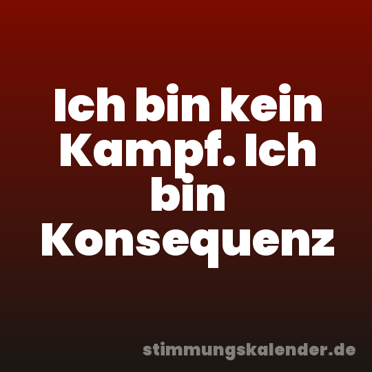 Ich bin kein Kampf. Ich bin Konsequenz