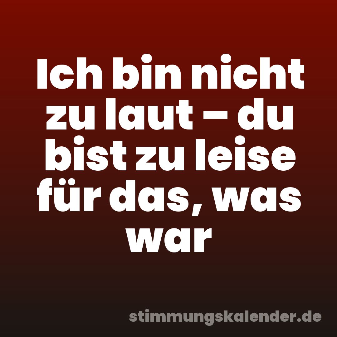 Ich bin nicht zu laut – du bist zu leise für das, was war