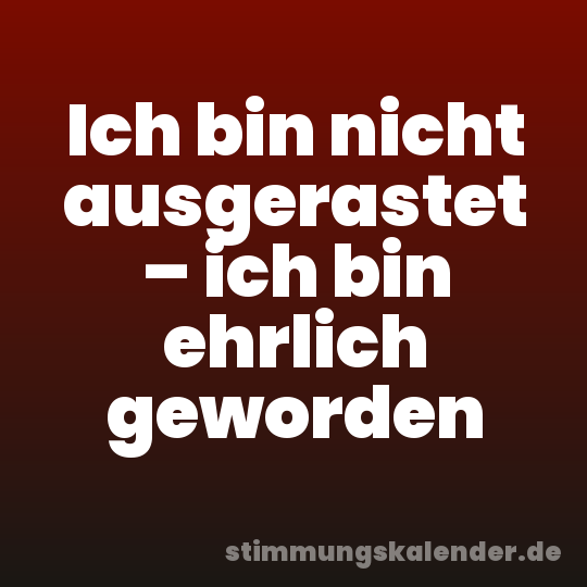Ich bin nicht ausgerastet – ich bin ehrlich geworden