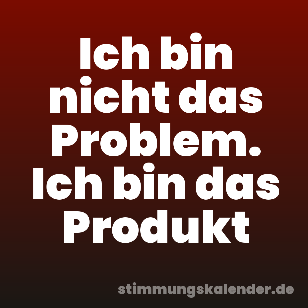 Ich bin nicht das Problem. Ich bin das Produkt