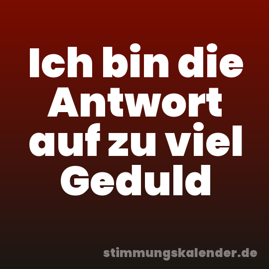Ich bin die Antwort auf zu viel Geduld