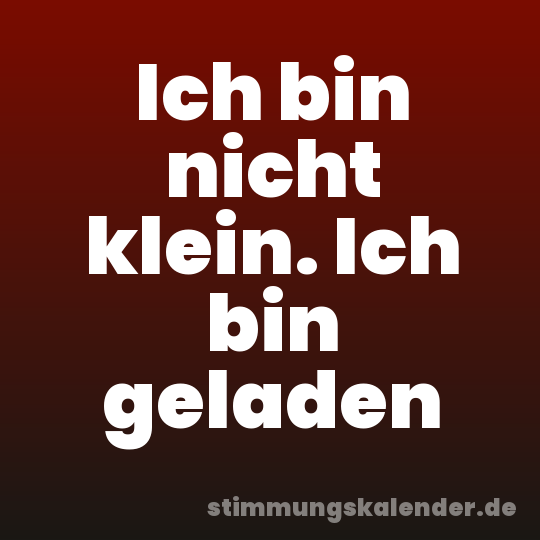 Ich bin nicht klein. Ich bin geladen