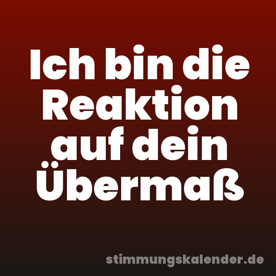 Ich bin die Reaktion auf dein Übermaß