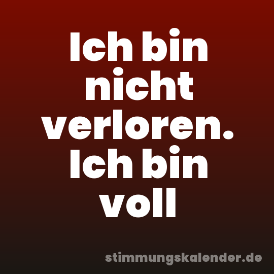 Ich bin nicht verloren. Ich bin voll