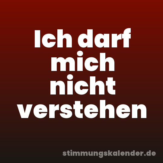 Ich darf mich nicht verstehen