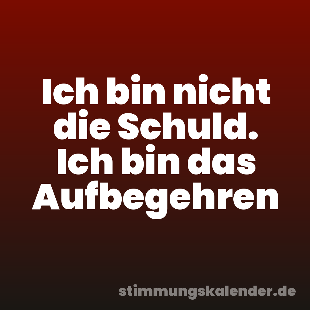 Ich bin nicht die Schuld. Ich bin das Aufbegehren