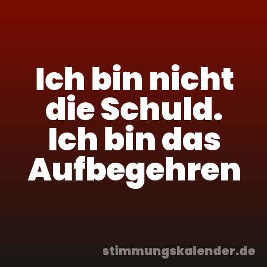 Ich bin nicht die Schuld. Ich bin das Aufbegehren