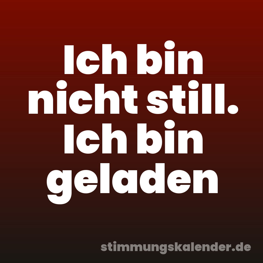 Ich bin nicht still. Ich bin geladen