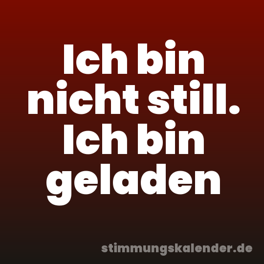 Ich bin nicht still. Ich bin geladen