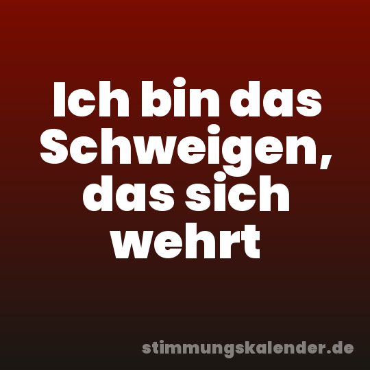Ich bin das Schweigen, das sich wehrt