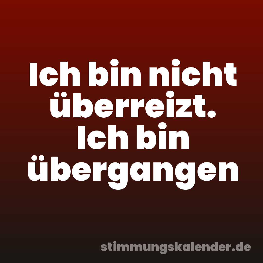 Ich bin nicht überreizt. Ich bin übergangen