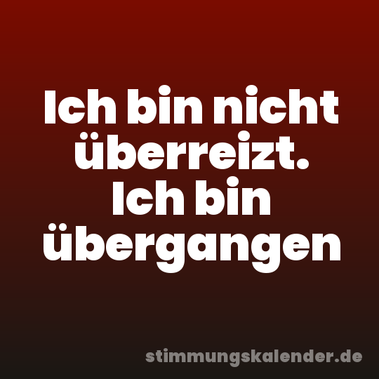Ich bin nicht überreizt. Ich bin übergangen