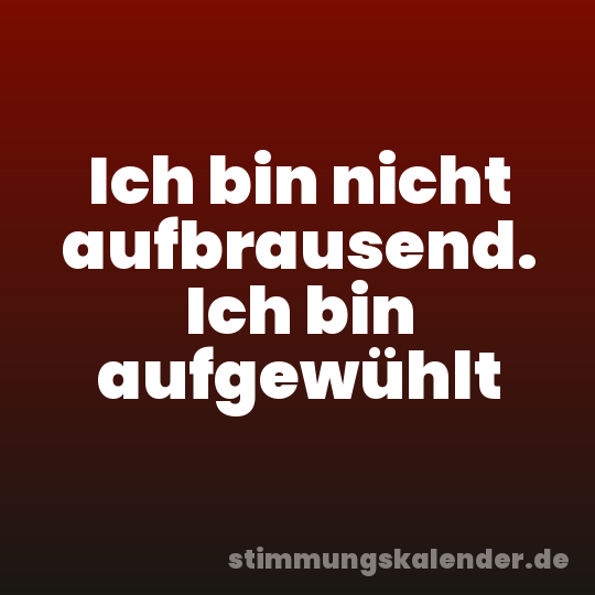 Ich bin nicht aufbrausend. Ich bin aufgewühlt
