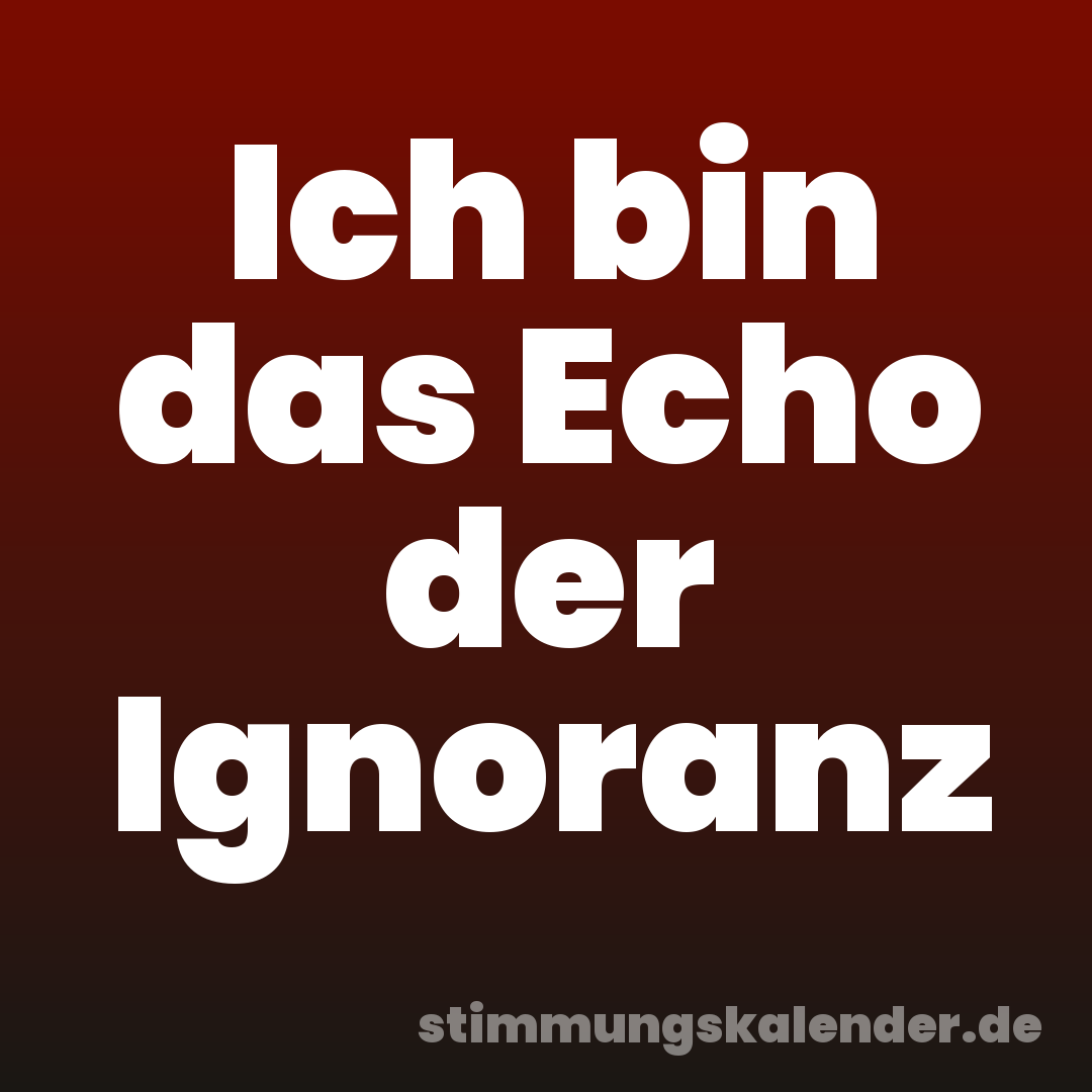Ich bin das Echo der Ignoranz