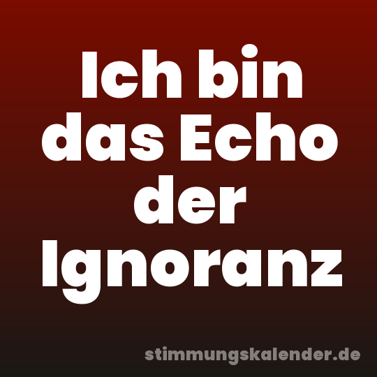 Ich bin das Echo der Ignoranz
