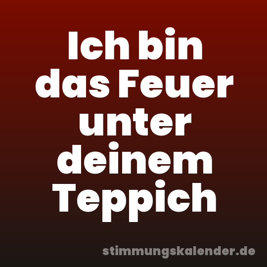 Ich bin das Feuer unter deinem Teppich