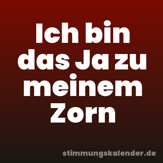 Ich bin das Ja zu meinem Zorn