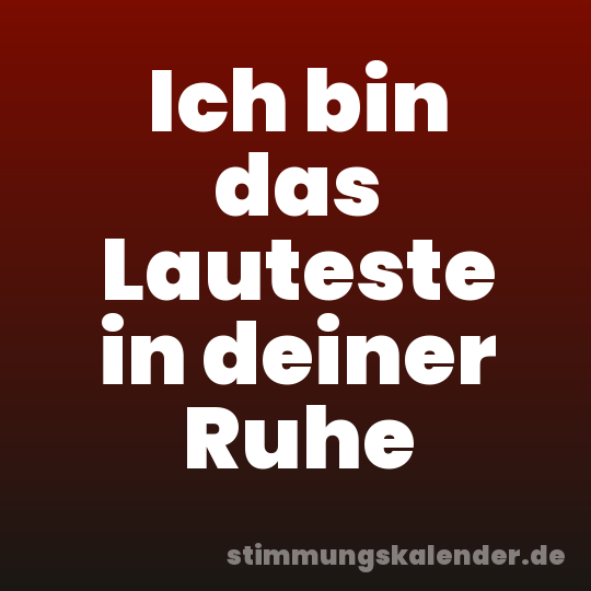 Ich bin das Lauteste in deiner Ruhe