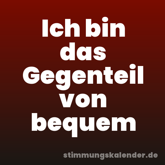 Ich bin das Gegenteil von bequem