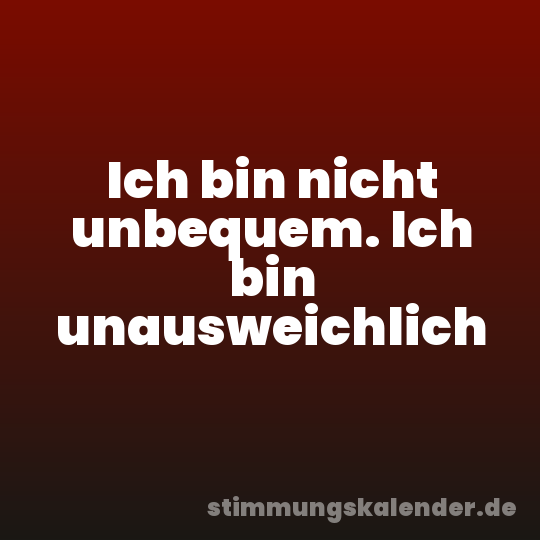 Ich bin nicht unbequem. Ich bin unausweichlich