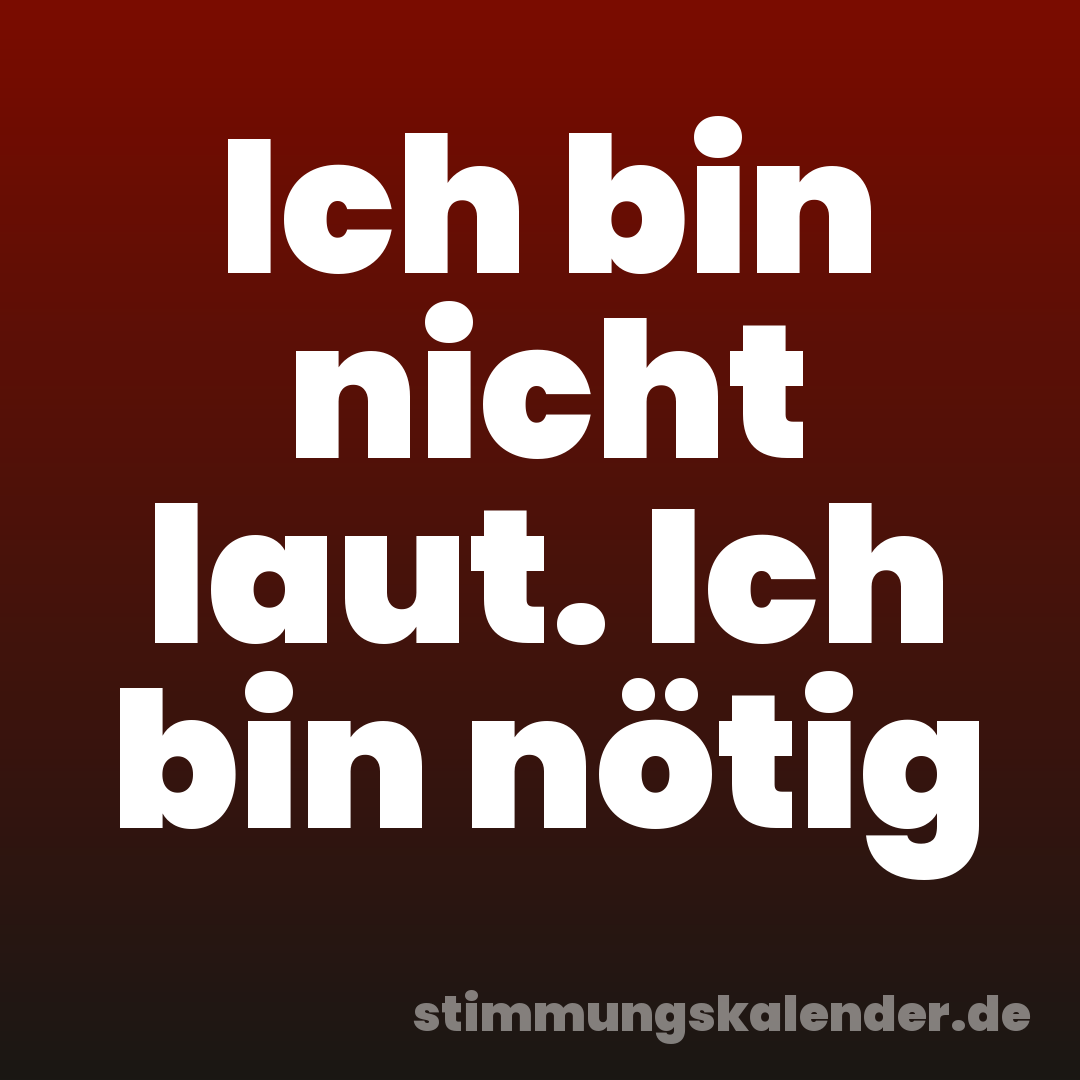 Ich bin nicht laut. Ich bin nötig
