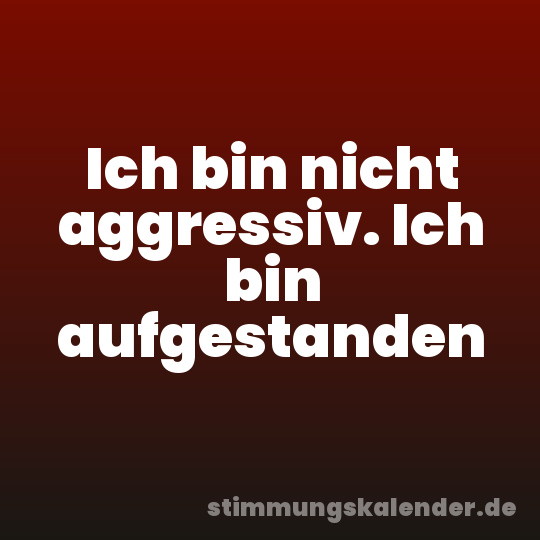 Ich bin nicht aggressiv. Ich bin aufgestanden