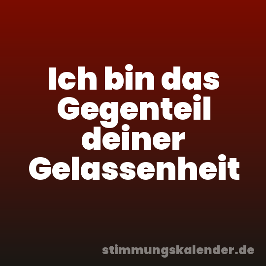 Ich bin das Gegenteil deiner Gelassenheit