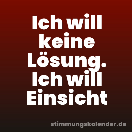 Ich will keine Lösung. Ich will Einsicht