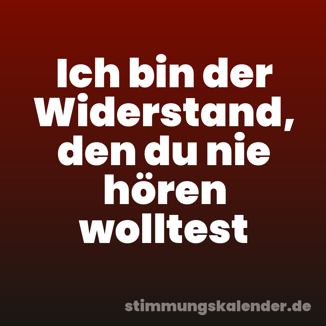 Ich bin der Widerstand, den du nie hören wolltest