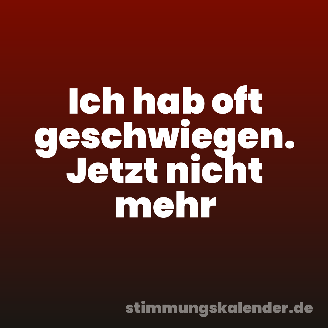 Ich hab oft geschwiegen. Jetzt nicht mehr