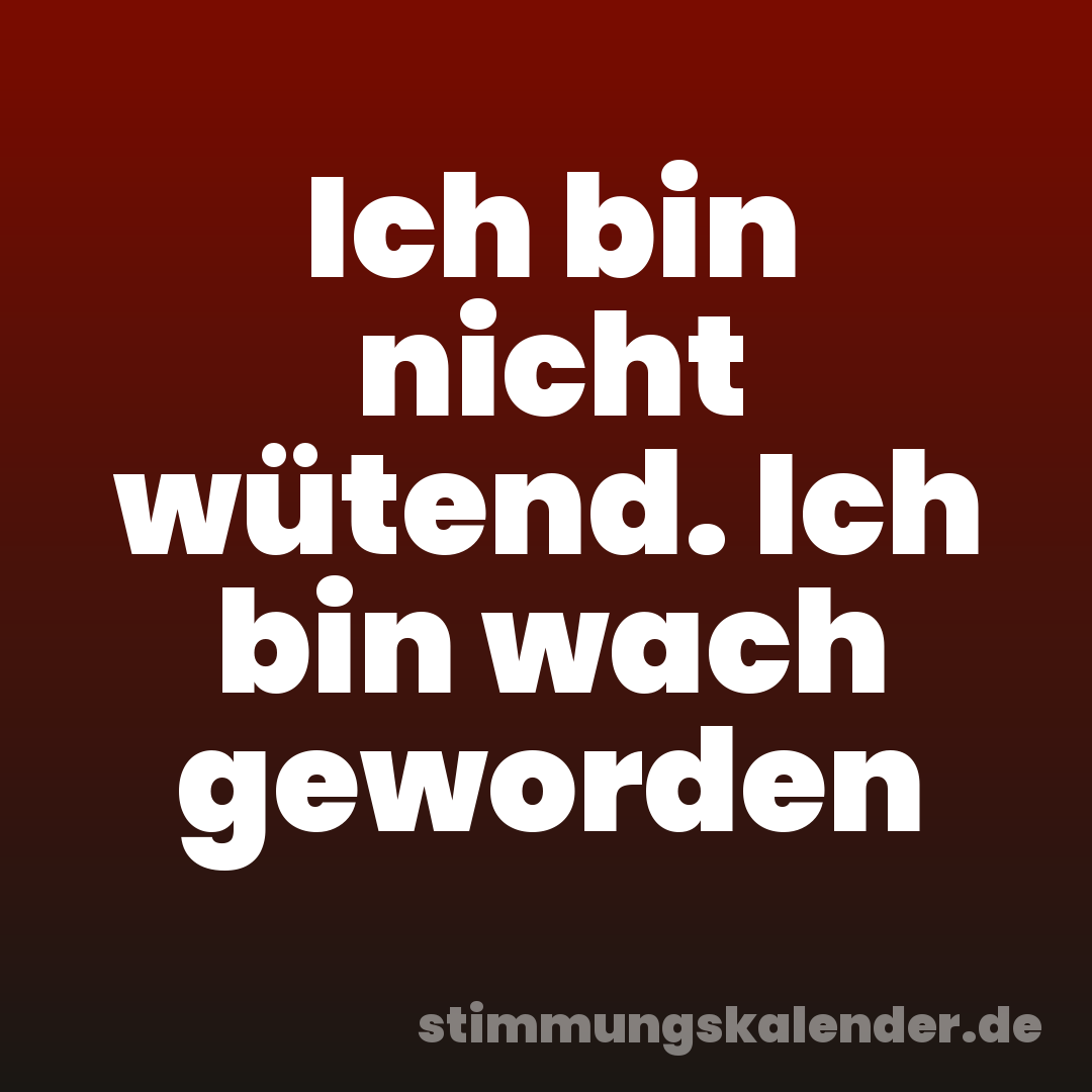 Ich bin nicht wütend. Ich bin wach geworden