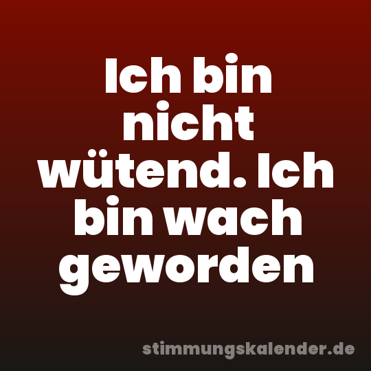 Ich bin nicht wütend. Ich bin wach geworden