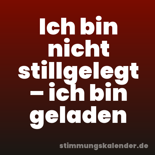 Ich bin nicht stillgelegt – ich bin geladen